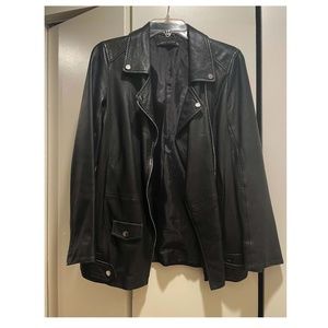 Zara 100% Leather Motorcycle Zip-up Jacket